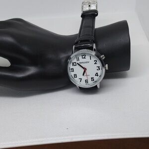 MAUJOY Low Vision Analog Talking Watch – Black Leather Strap, NWT